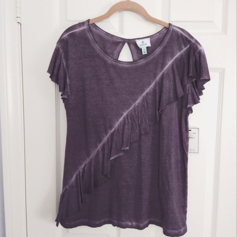 New Susina Ruffle Trim Top Size M
